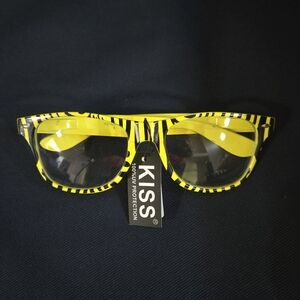 KISS Yellow and Black Striped Plastic UV Glasses